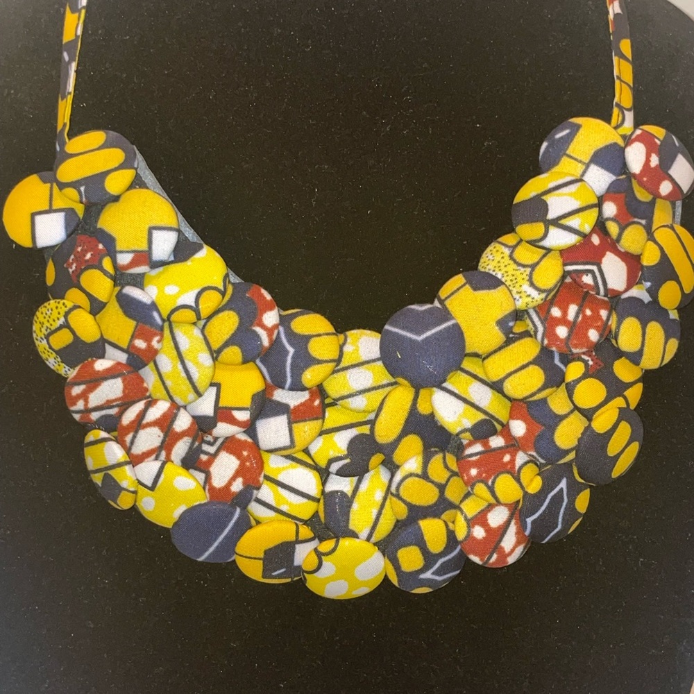 Ankara Button Necklace